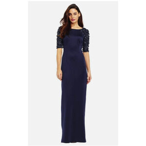 Adrianna Papell Embellished Scuba Sheath Dress in Navy Size 6